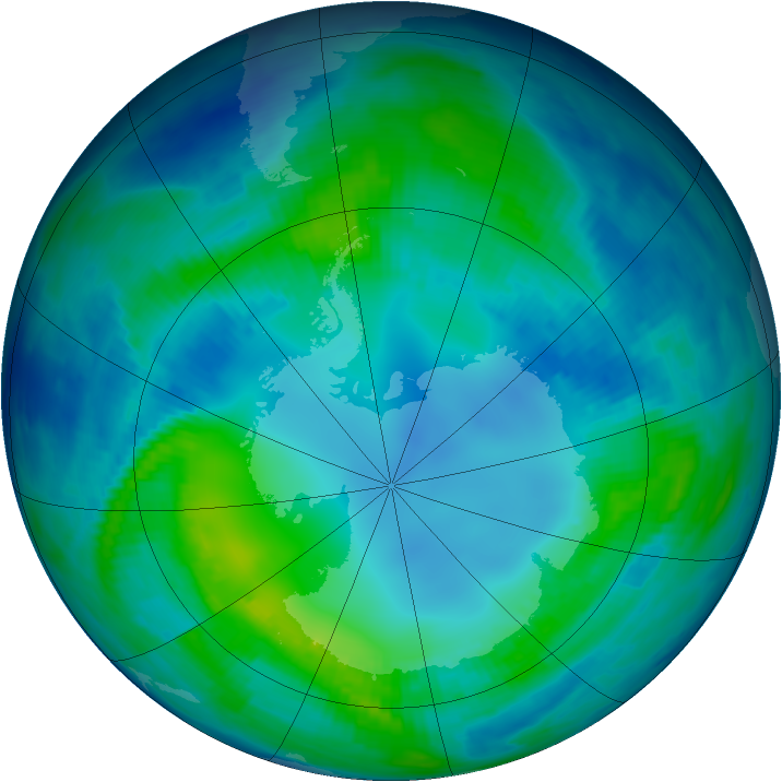 Antarctic ozone map for 03 May 1997